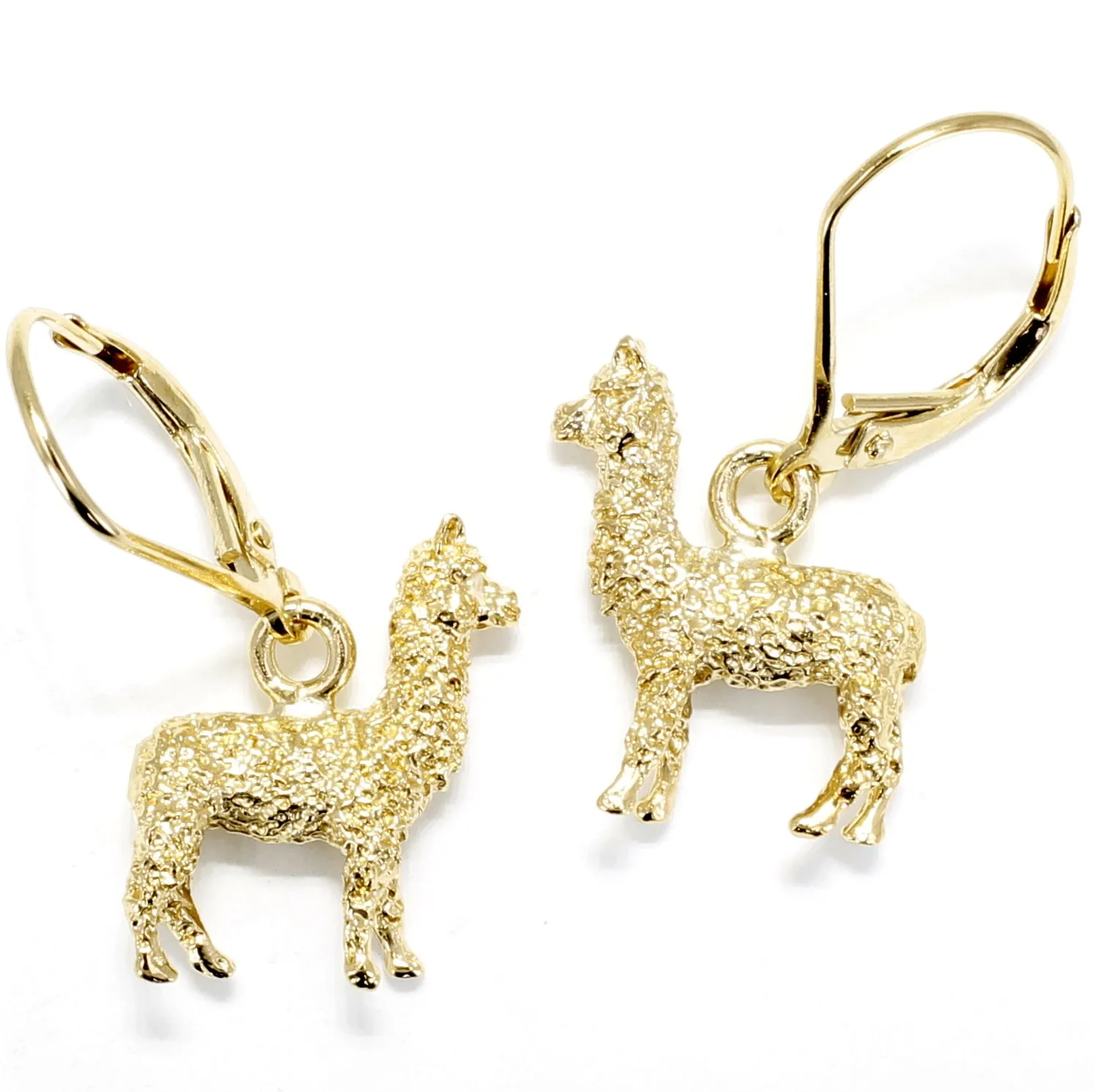 Gold Huacaya Alpaca Dangle Earrings made in 14kt. Gold Vermeil