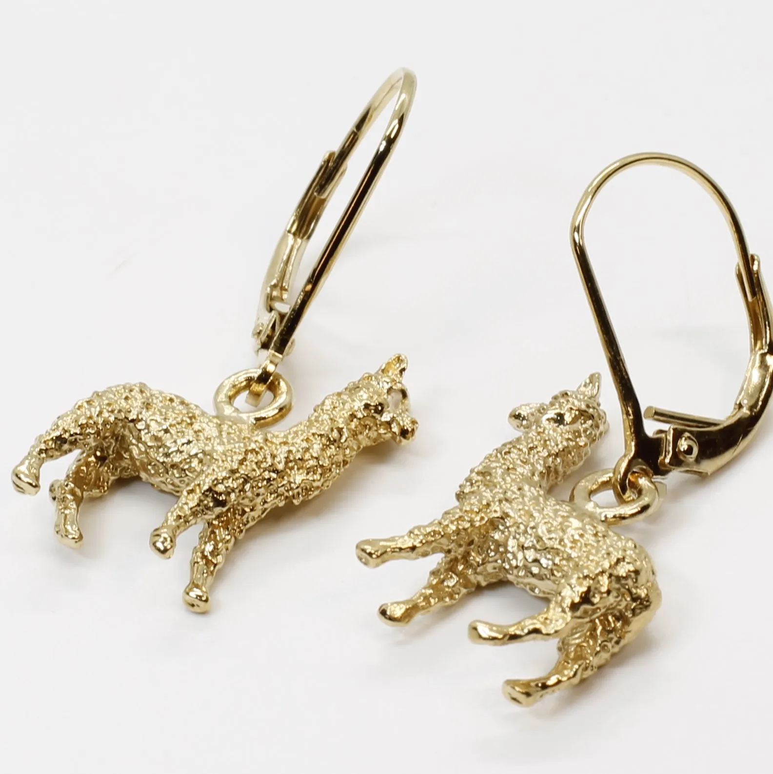 Gold Huacaya Alpaca Dangle Earrings made in 14kt. Gold Vermeil