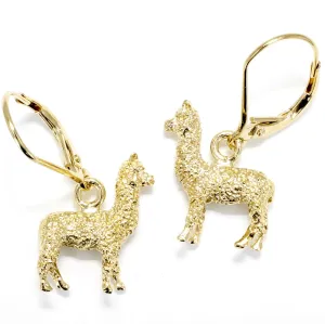Gold Huacaya Alpaca Dangle Earrings made in 14kt. Gold Vermeil