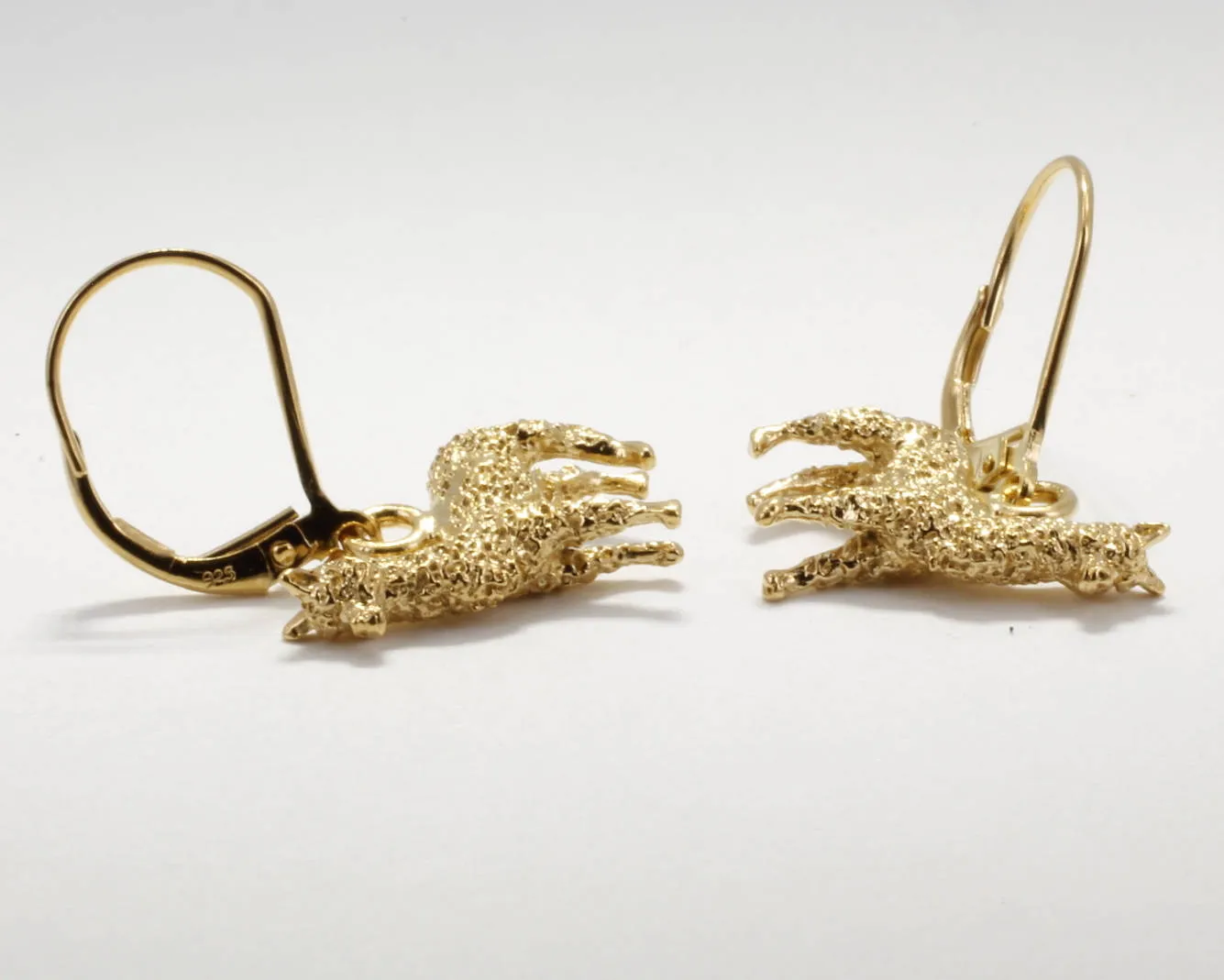 Gold Huacaya Alpaca Dangle Earrings made in 14kt. Gold Vermeil