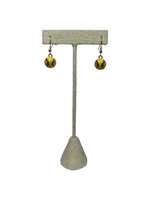 Gold Softball Dangle Earrings