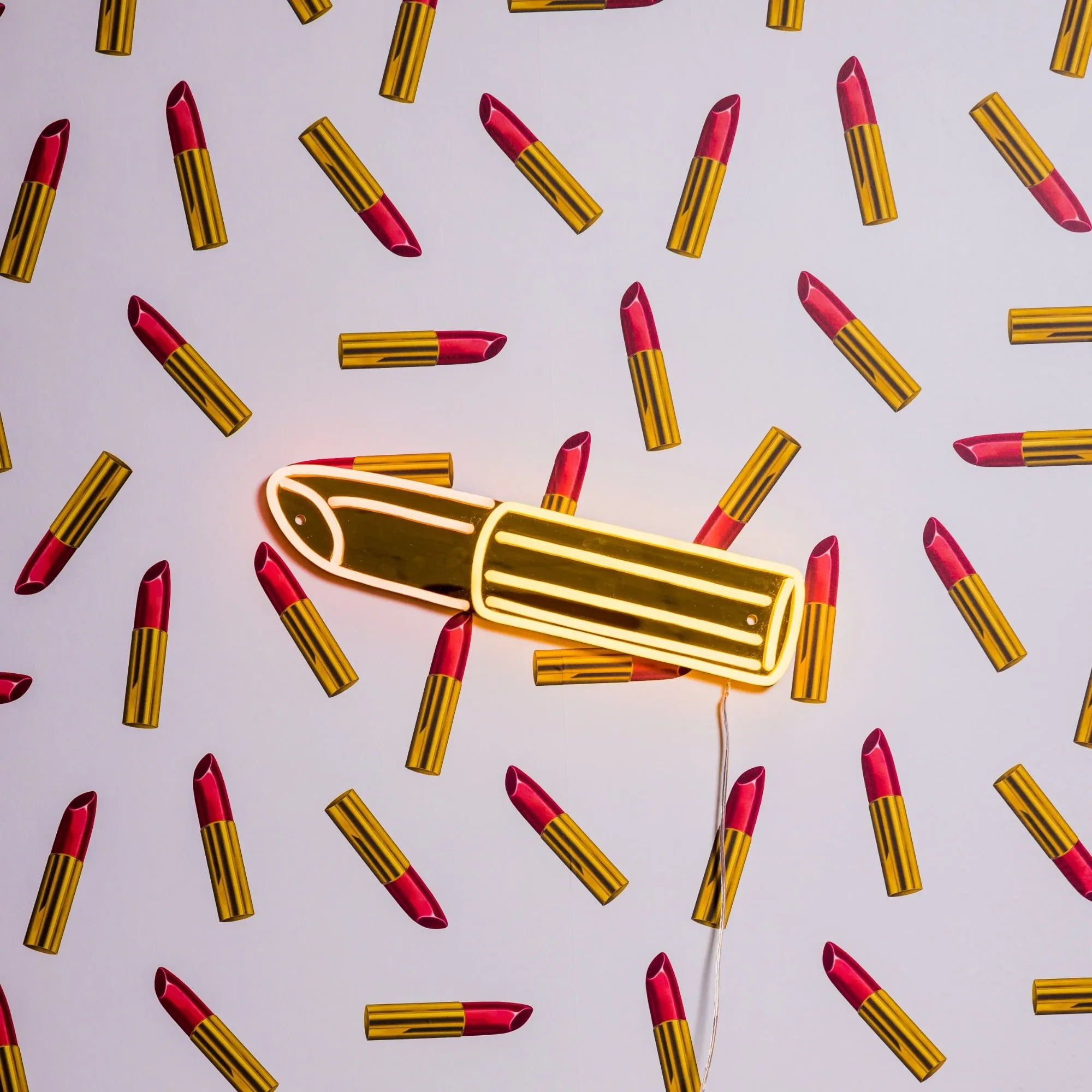 Golden Lipstick by Tom Wesselmann - LED neon sign