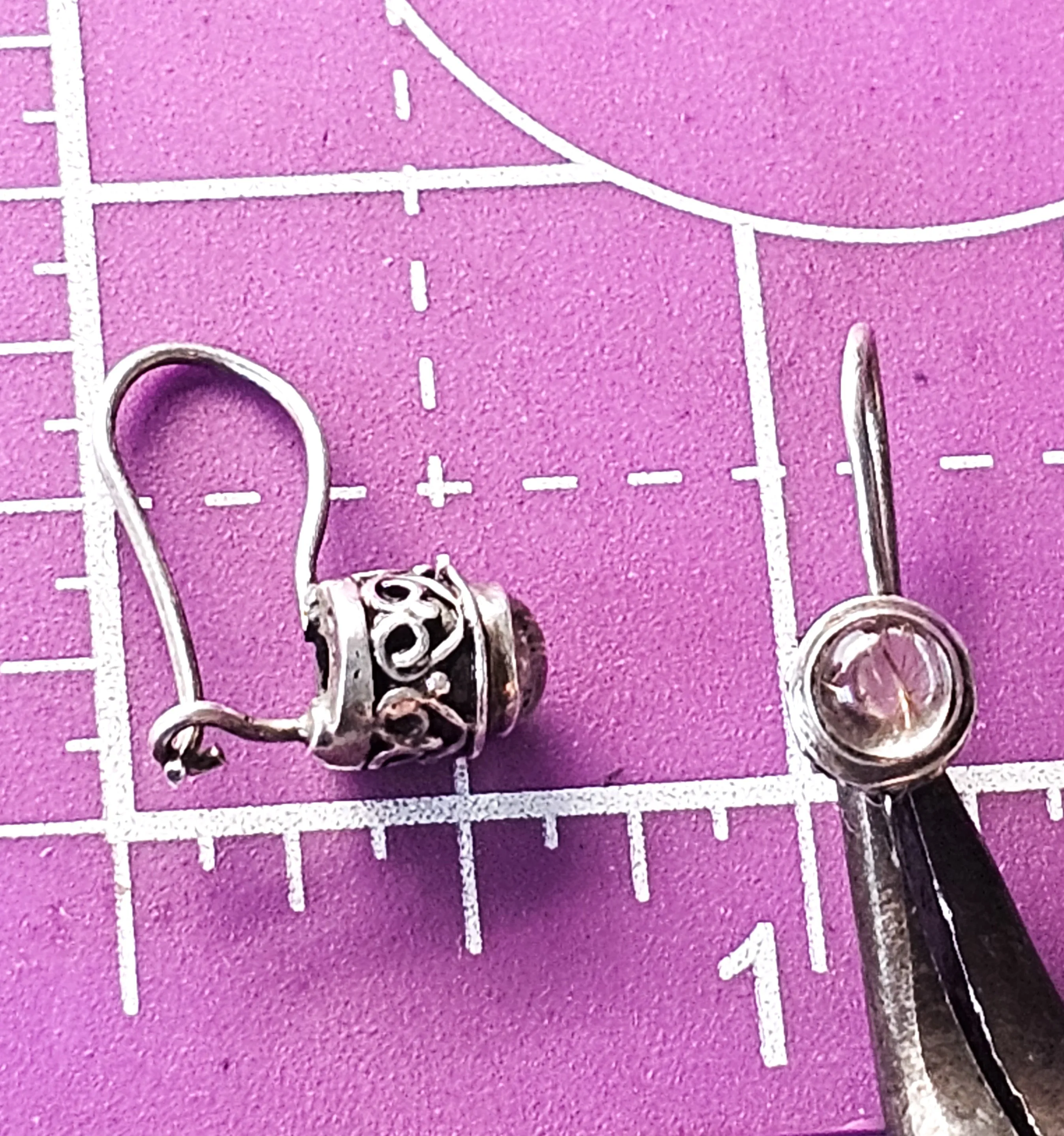 Golden Rutilated quartz Balinese Bali sterling silver drop gemstone earrings