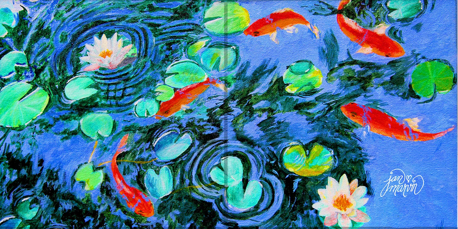 Goldfish & Lilypads Tile Mural, High Quality (won't fade), Indoor or Outdoor, Pond, Wall Tiles, Backsplash, Shower, Mosaic