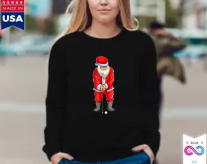 Golfing Santa long sleeve, red Santa Golfer Christmas Club Sport Gift, Golf Santa, Santa playing Golf, Golf Lover Christmas Gift,