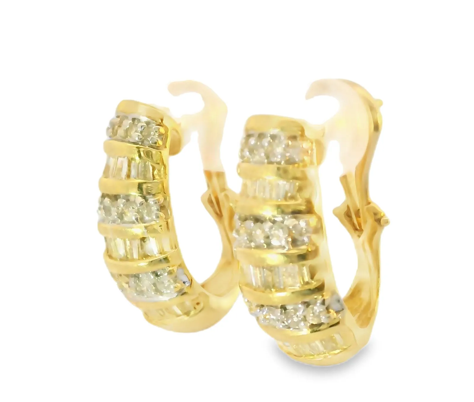 Gorgeous Estate 14K Yellow Gold Diamond Huggie French Clip Earrings