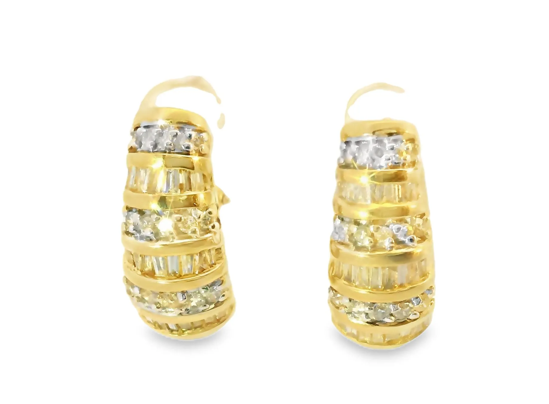 Gorgeous Estate 14K Yellow Gold Diamond Huggie French Clip Earrings