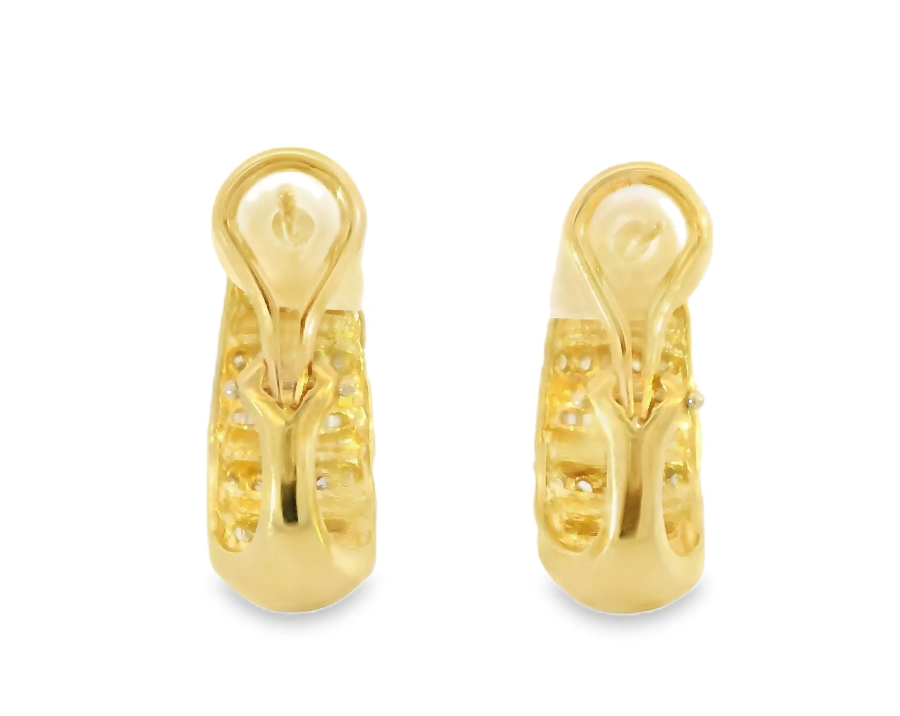 Gorgeous Estate 14K Yellow Gold Diamond Huggie French Clip Earrings