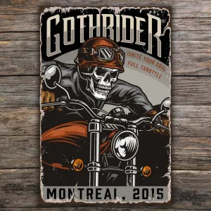 GothRider Full Throttle Retro Metal Plaque Sign