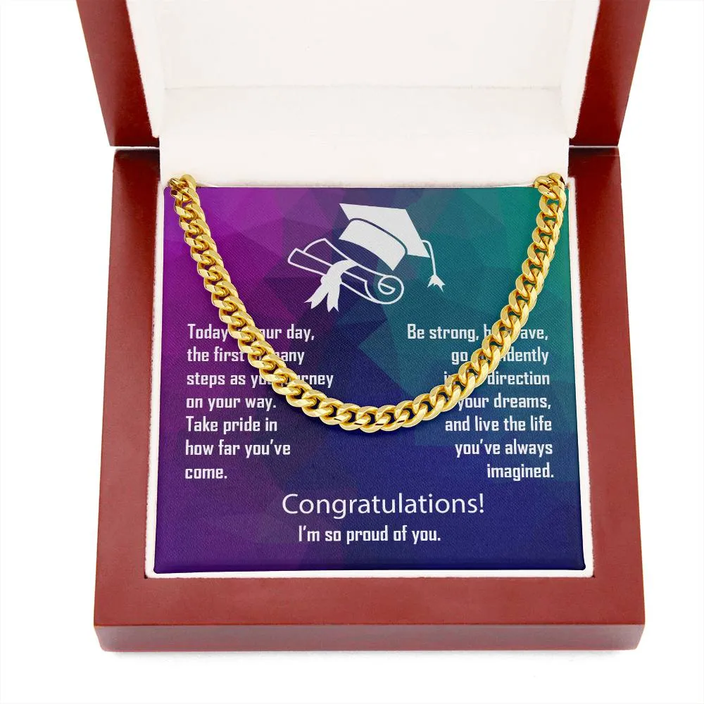 Graduation Gift Cuban Link Necklace For Son, Grandson or Nephew Batch 2024 Grad003