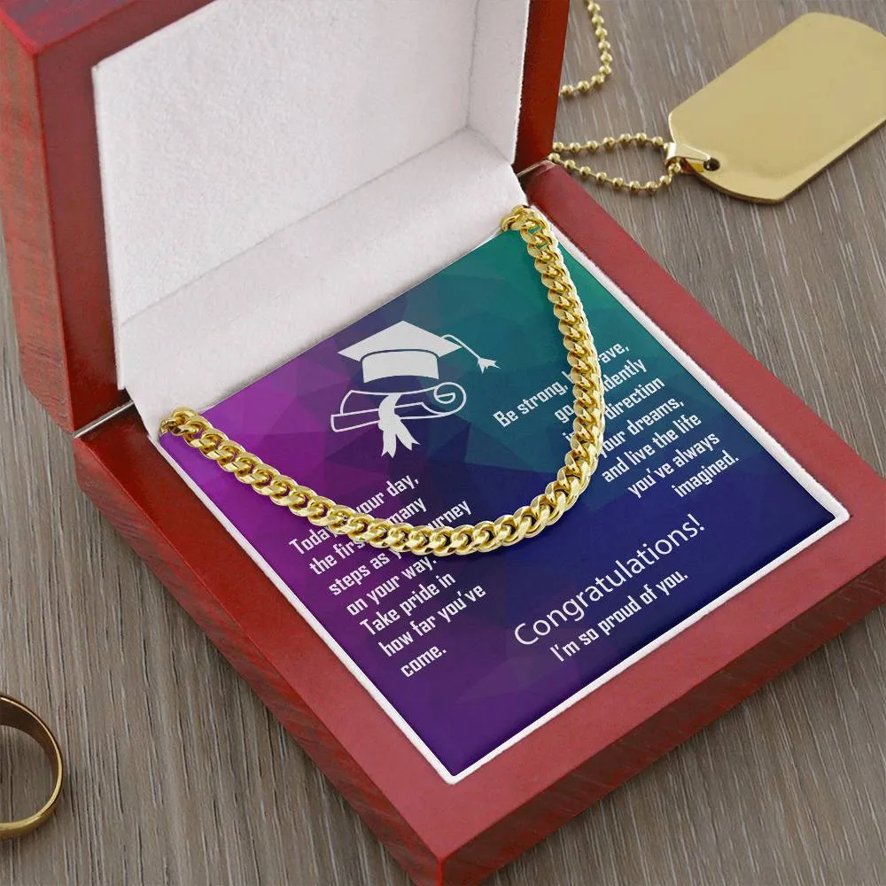Graduation Gift Cuban Link Necklace For Son, Grandson or Nephew Batch 2024 Grad003