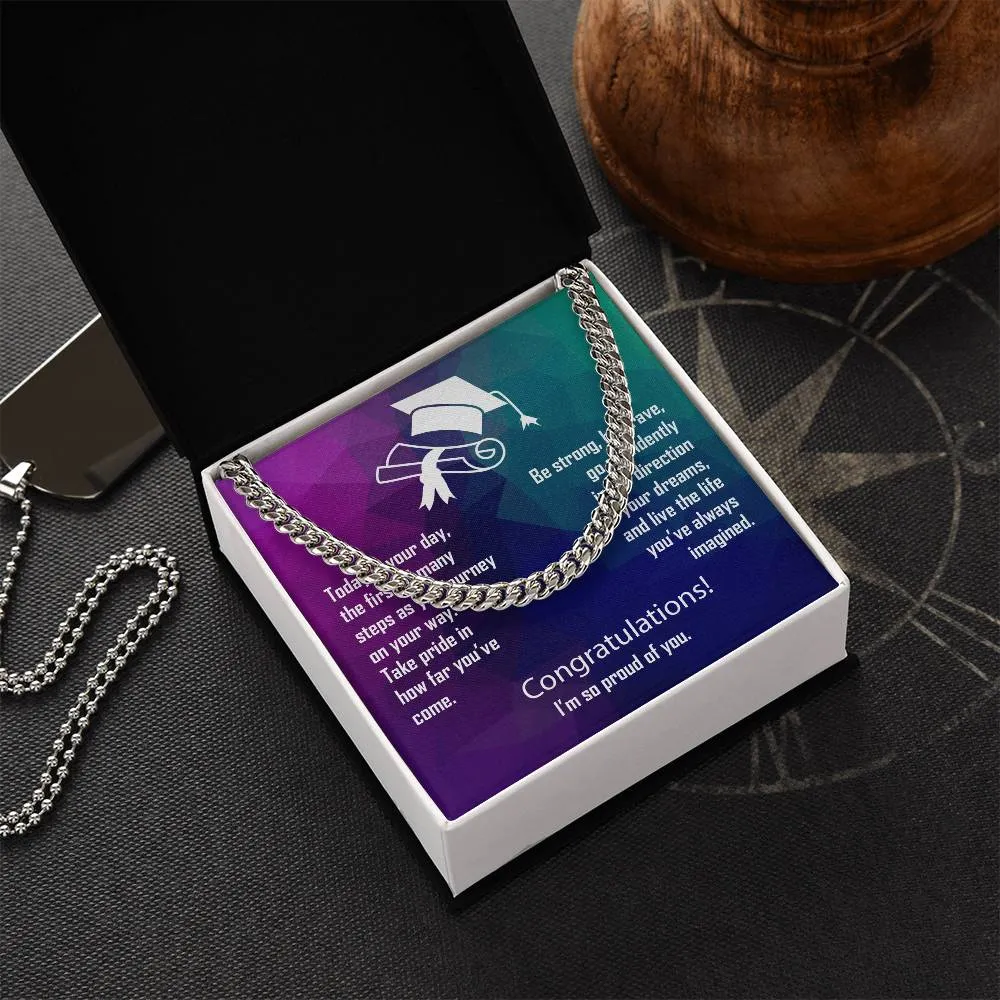 Graduation Gift Cuban Link Necklace For Son, Grandson or Nephew Batch 2024 Grad003