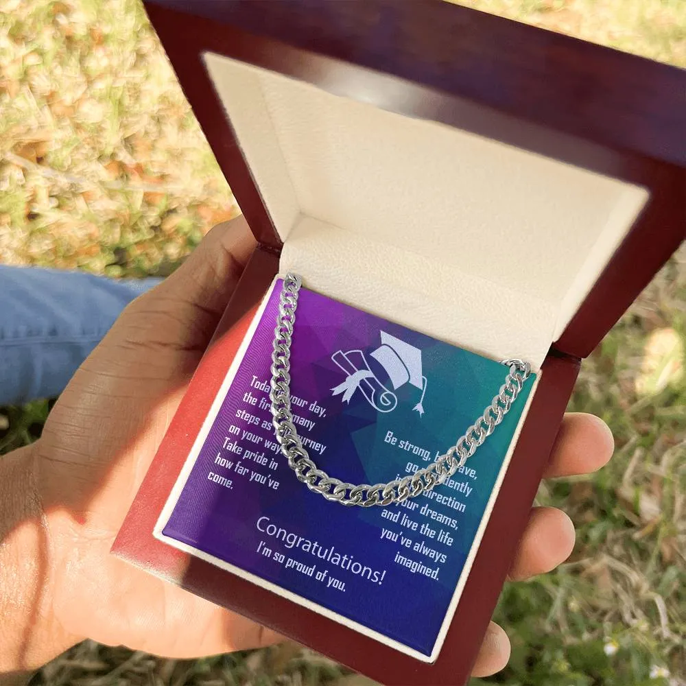 Graduation Gift Cuban Link Necklace For Son, Grandson or Nephew Batch 2024 Grad003