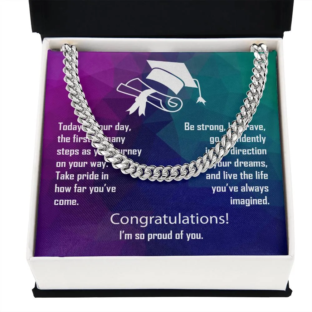 Graduation Gift Cuban Link Necklace For Son, Grandson or Nephew Batch 2024 Grad003