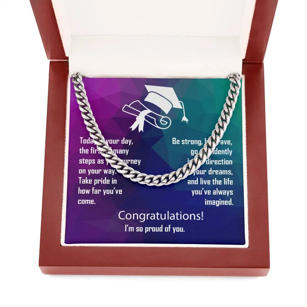 Graduation Gift Cuban Link Necklace For Son, Grandson or Nephew Batch 2024 Grad003
