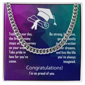 Graduation Gift Cuban Link Necklace For Son, Grandson or Nephew Batch 2024 Grad003