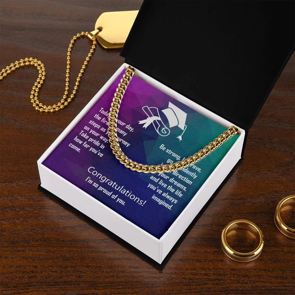 Graduation Gift Cuban Link Necklace For Son, Grandson or Nephew Batch 2024 Grad003