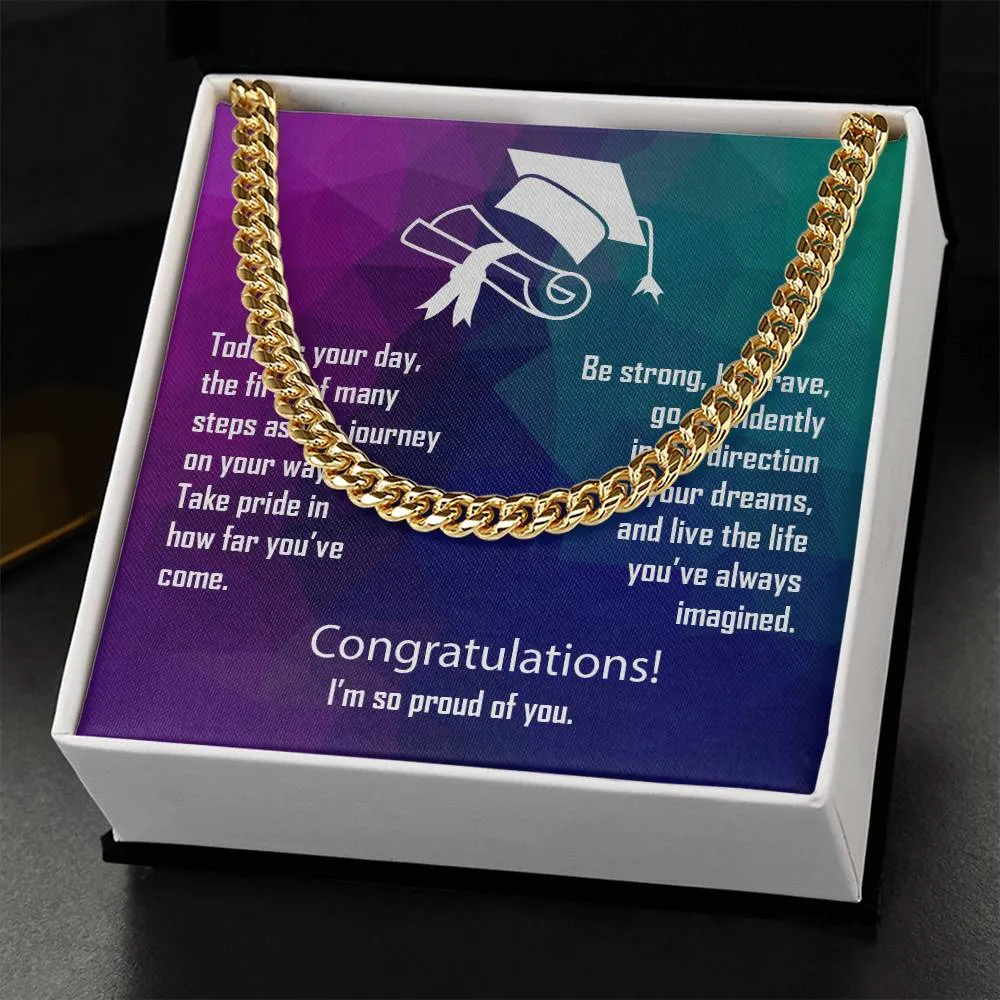 Graduation Gift Cuban Link Necklace For Son, Grandson or Nephew Batch 2024 Grad003