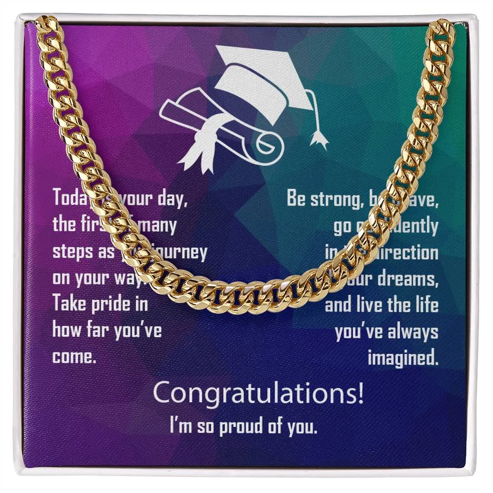 Graduation Gift Cuban Link Necklace For Son, Grandson or Nephew Batch 2024 Grad003