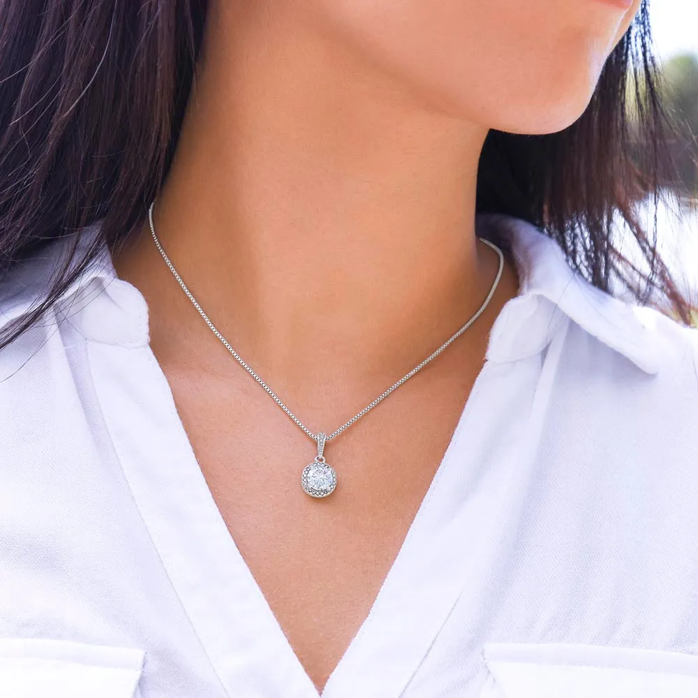 Granddaughter 14k White Gold Pendant Necklace and Poem - "Hold This Close",