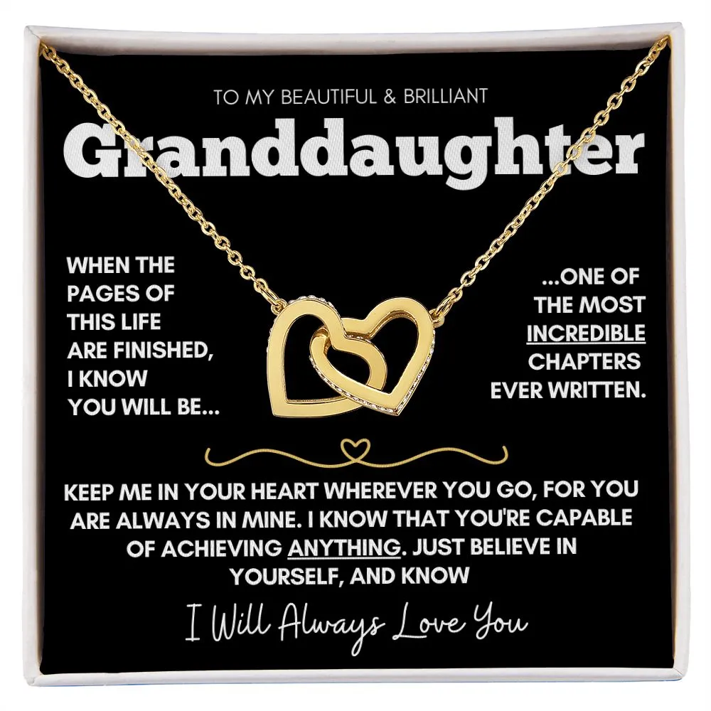 Granddaughter - Beautiful Rose Gold and Stainless Steel Connected Hearts Necklace