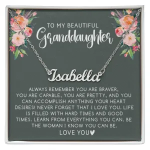 Granddaughter - Brave | Custom Silver Stainless Steel Name Necklace