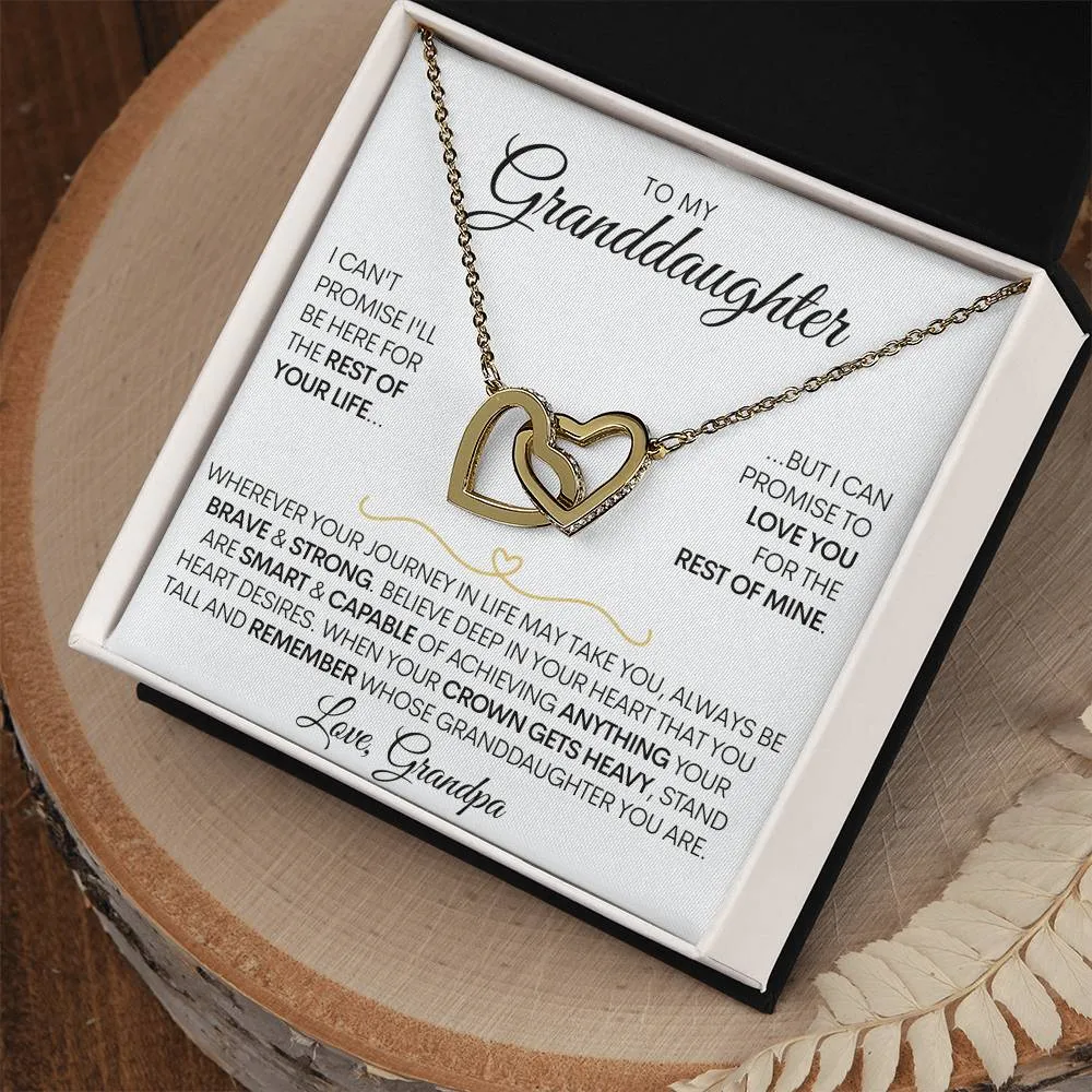 Granddaughter Connected Hearts Necklace - From Grandma and Grandpa, Promise to Love You