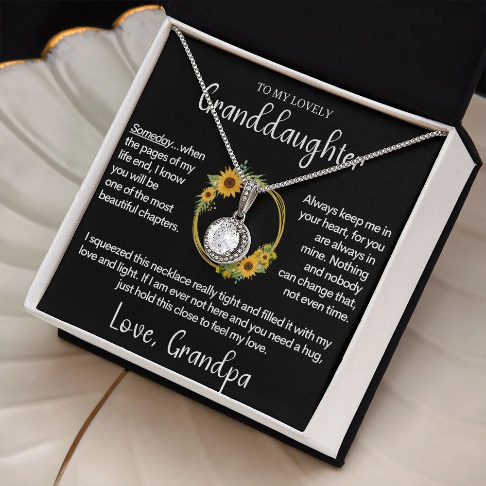 Granddaughter Gift from Grandpa, Birthday Present, Christmas Gift, 14k White Gold Necklace for Grand Daughter