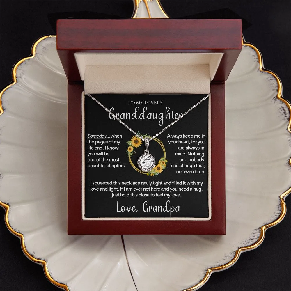Granddaughter Gift from Grandpa, Birthday Present, Christmas Gift, 14k White Gold Necklace for Grand Daughter