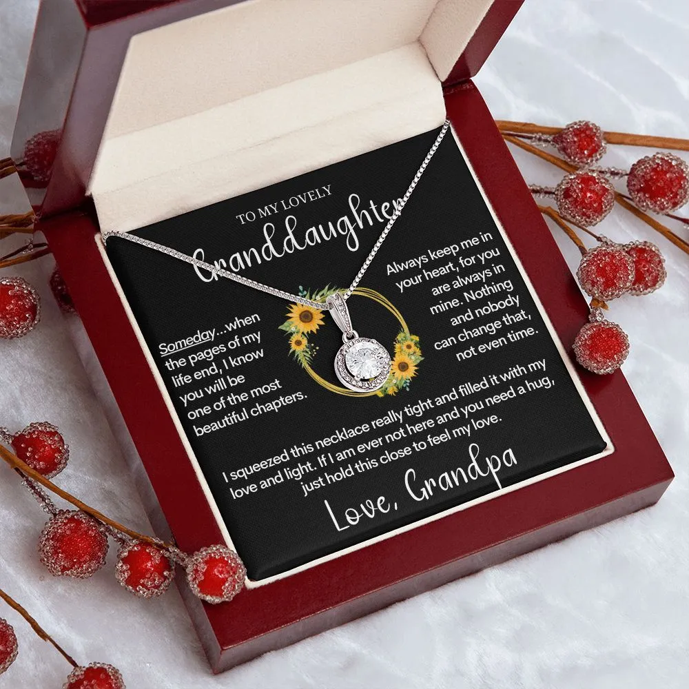 Granddaughter Gift from Grandpa, Birthday Present, Christmas Gift, 14k White Gold Necklace for Grand Daughter