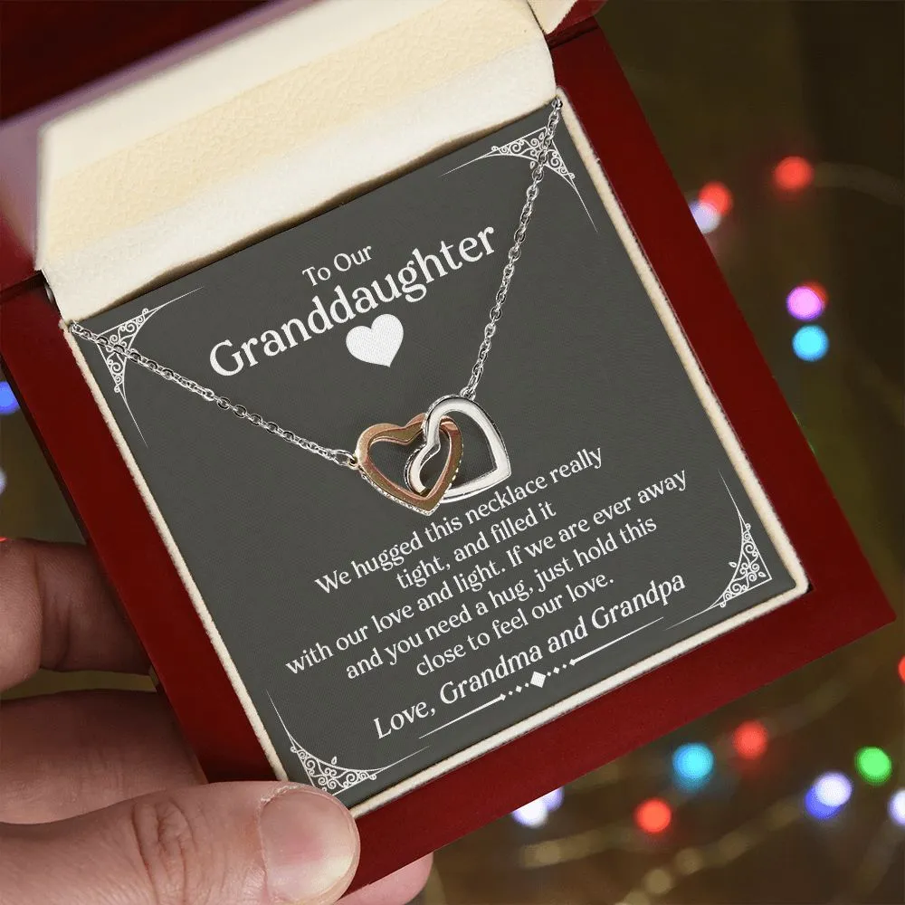 Granddaughter Interlocking Hearts Necklace, Stainless Steel and Rose Gold, Birthday or Christmas Present
