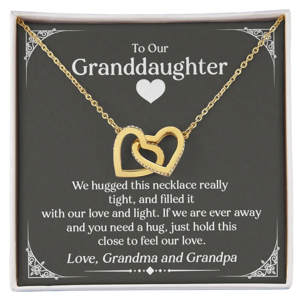 Granddaughter Interlocking Hearts Necklace, Stainless Steel and Rose Gold, Birthday or Christmas Present