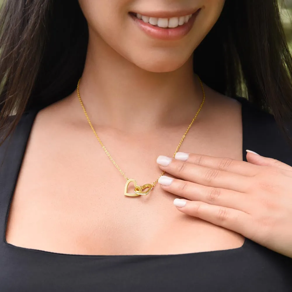 Granddaughter Necklace, Keep Me In Your Heart, Gold and Stainless Steel Locked Hearts Necklace