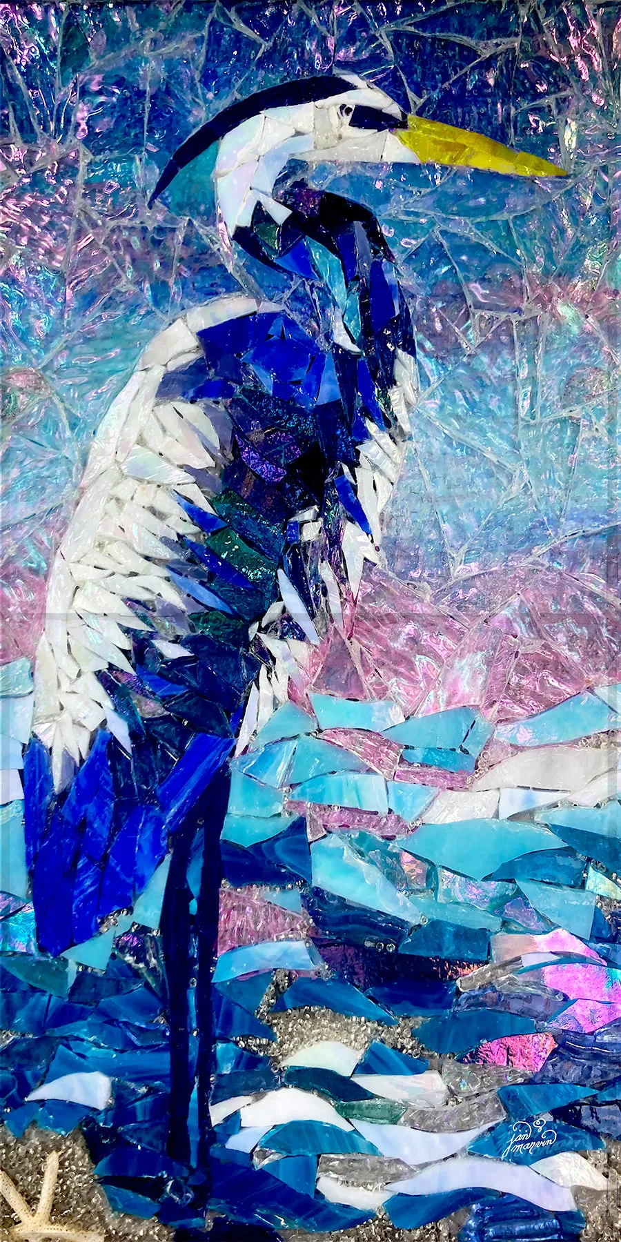Great Blue Heron Tile Mural mosaic, High Quality (won't fade), Indoor or Outdoor, Kitchen, Bath, Backsplash, Shower, Mosaic, Commercial & Residential