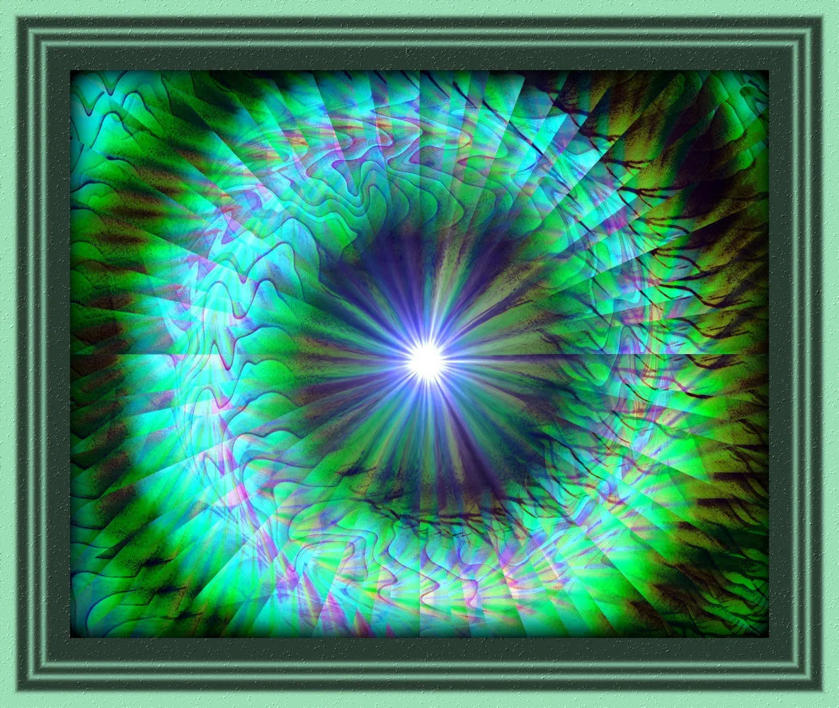 Green Abstract Art Print,  Spiral Wall Decor, Swirling Metaphysical Chakra Artwork - "New Growth"