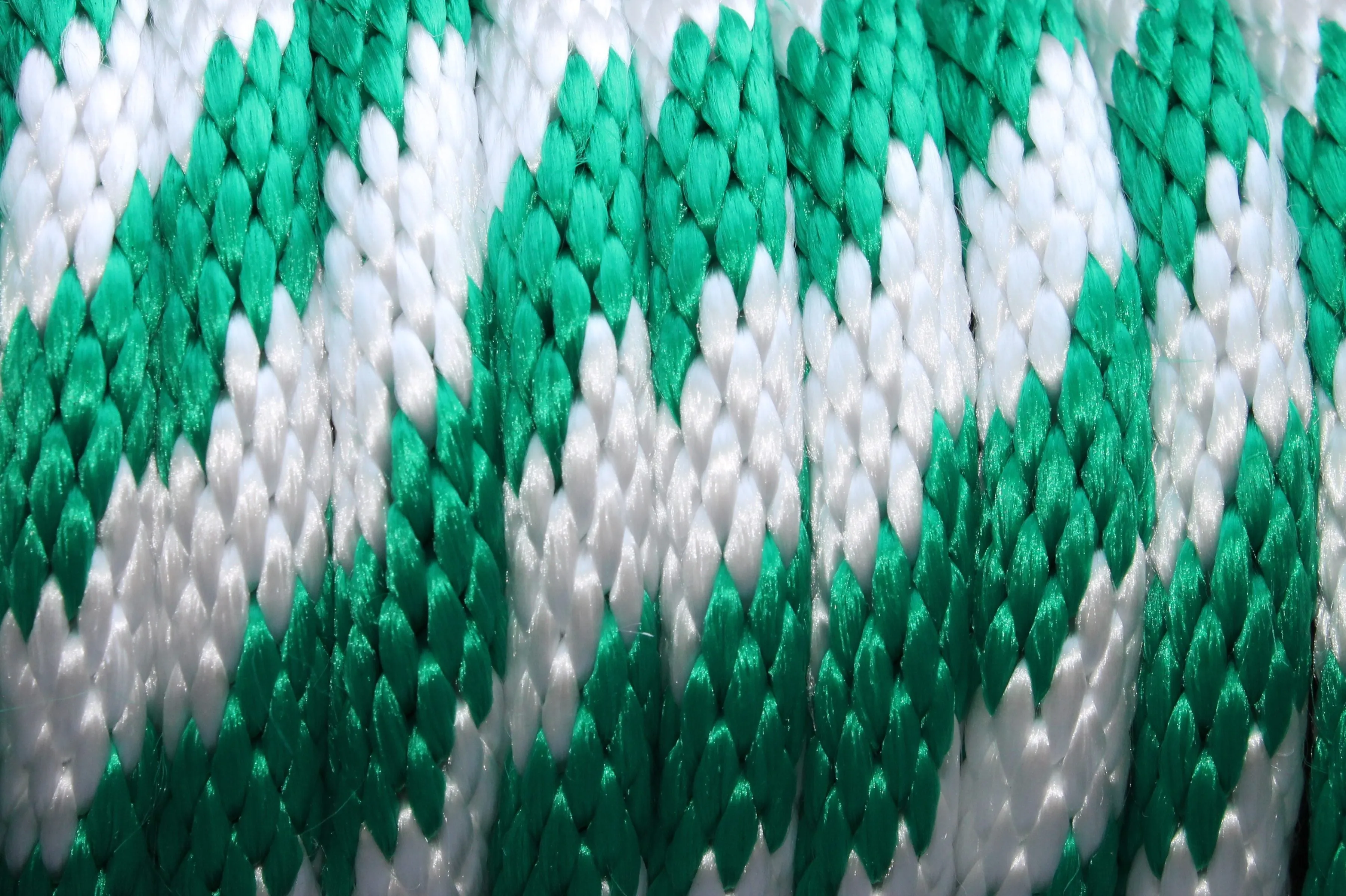 Green and White Solid Braided Multifilament Polypropylene Rope