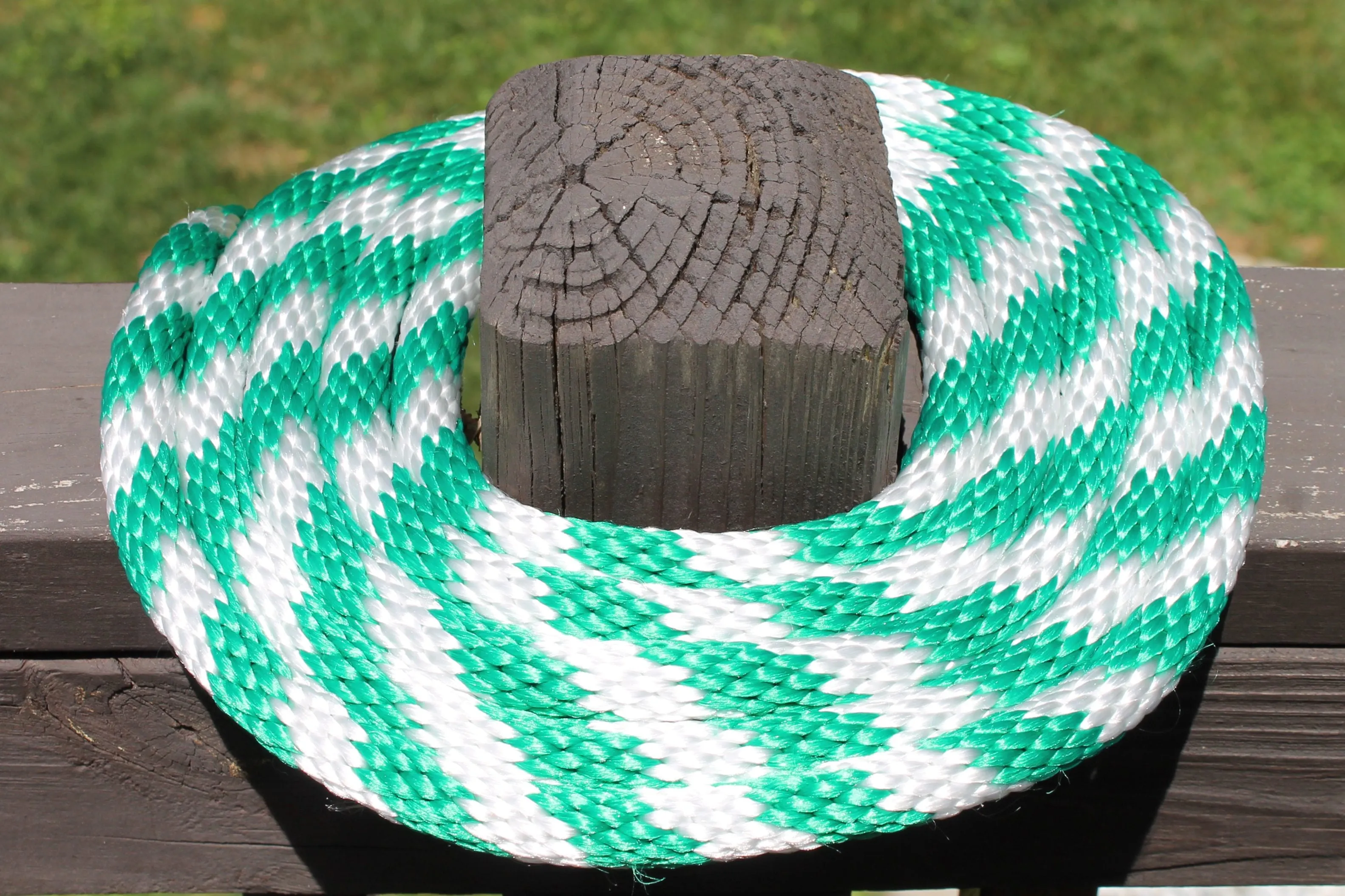 Green and White Solid Braided Multifilament Polypropylene Rope