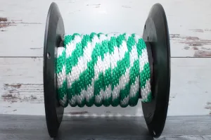 Green and White Solid Braided Multifilament Polypropylene Rope