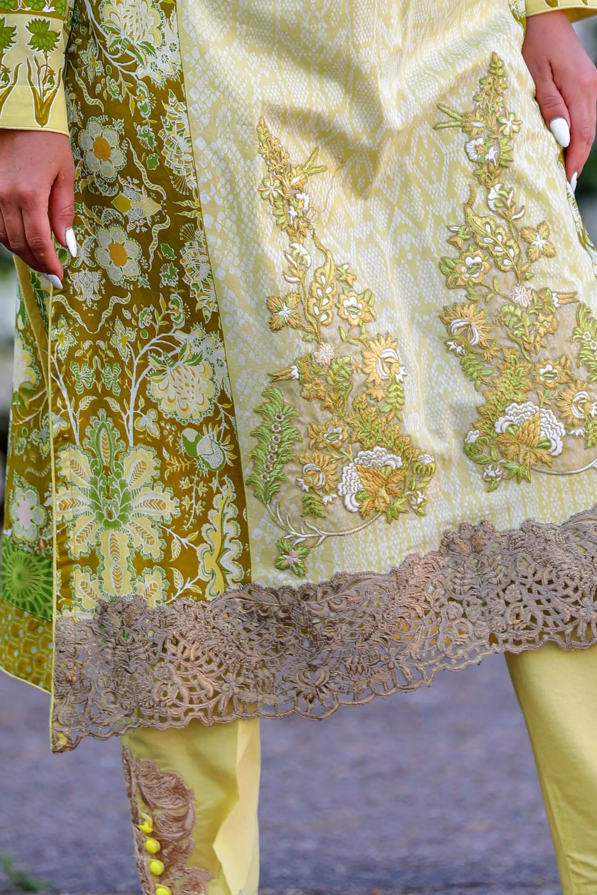 Green Cotton Suit-Salwar Kameez by Designer Sobia Nazir