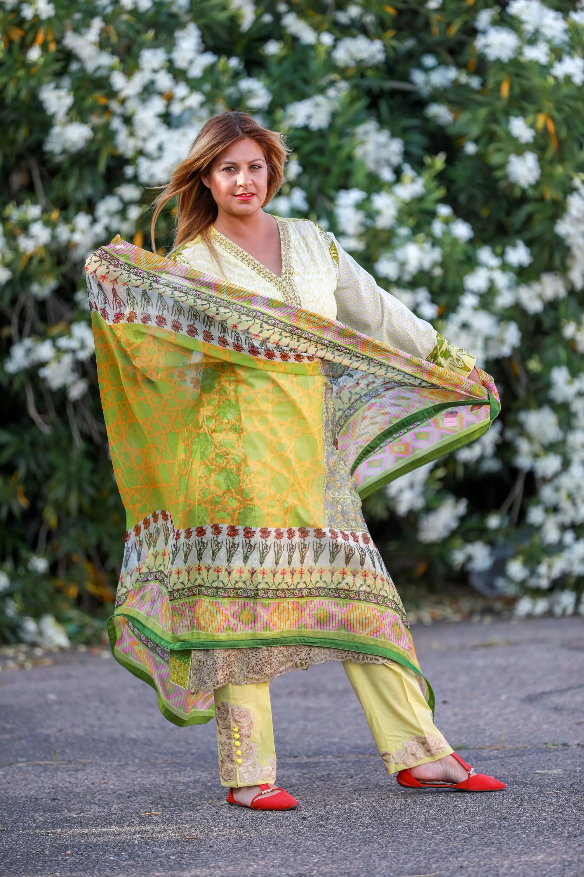 Green Cotton Suit-Salwar Kameez by Designer Sobia Nazir