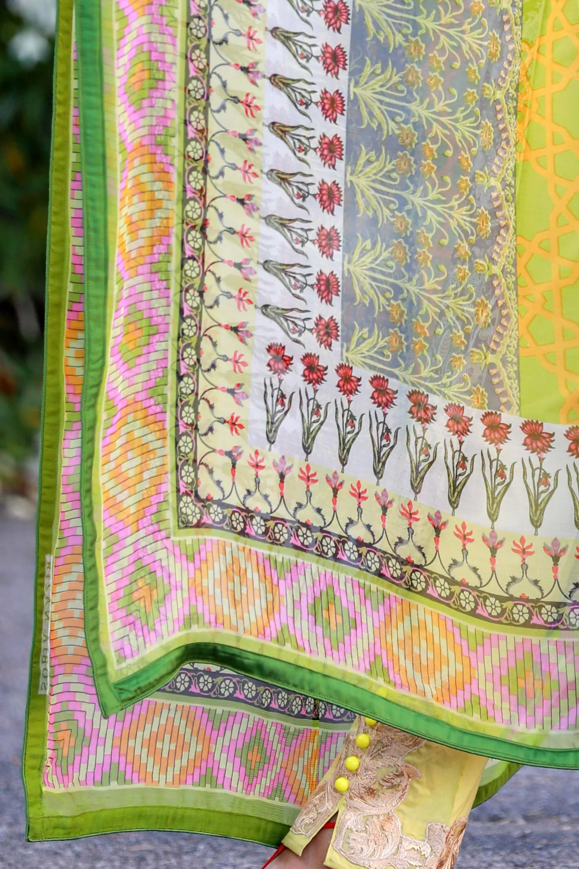 Green Cotton Suit-Salwar Kameez by Designer Sobia Nazir
