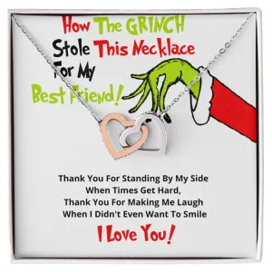 Grinch hearts necklace for best friend