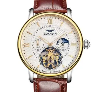 GUANQIN GJ16036 Skeleton Moon Phase Auto Mechanical Watch