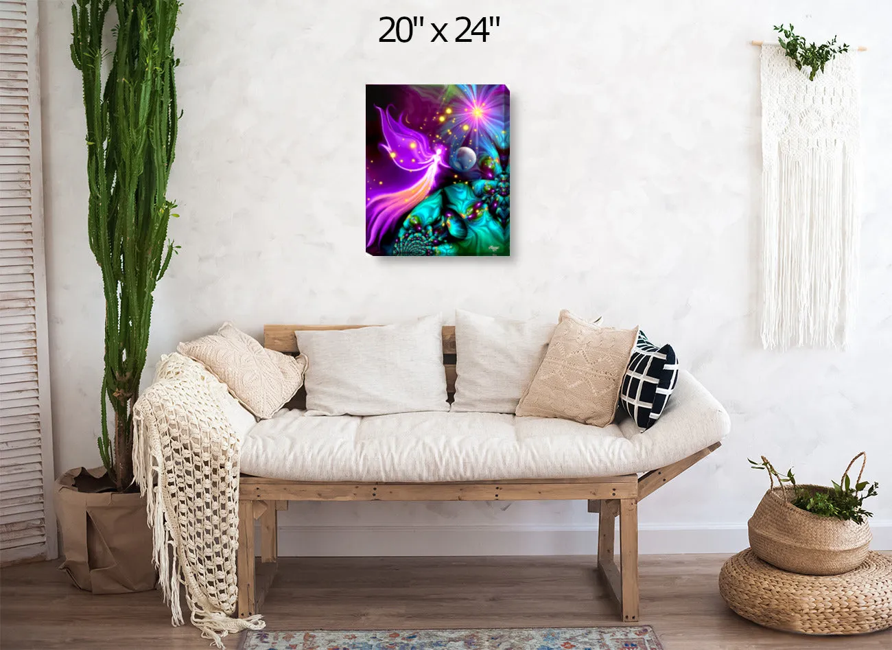 Guardian Angel Gallery Stretched Canvas, Rainbow Reiki Home Decor -  "Divine Protection""