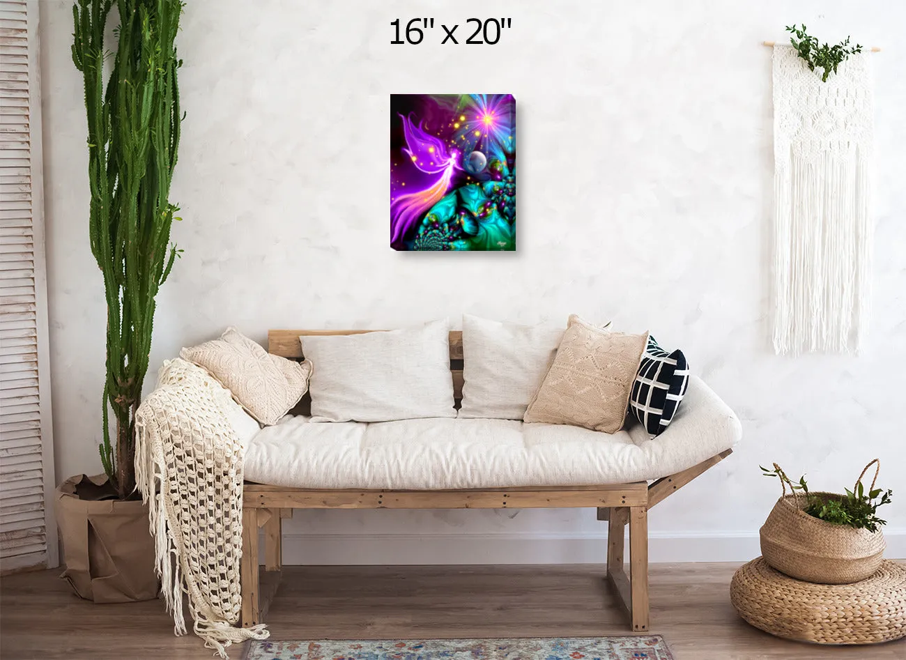 Guardian Angel Gallery Stretched Canvas, Rainbow Reiki Home Decor -  "Divine Protection""