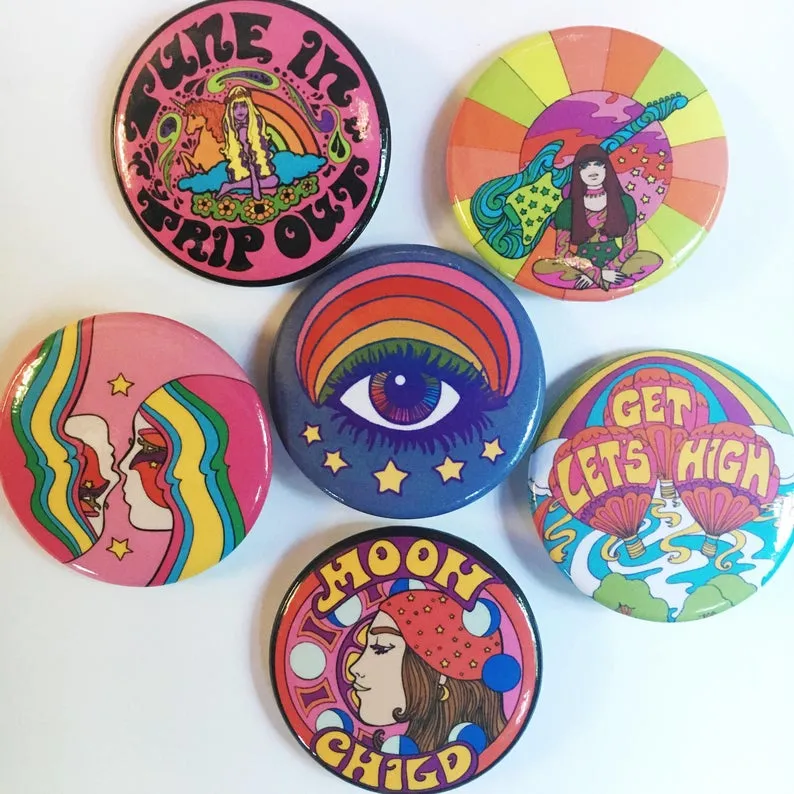 Guitar Girl Button Pin