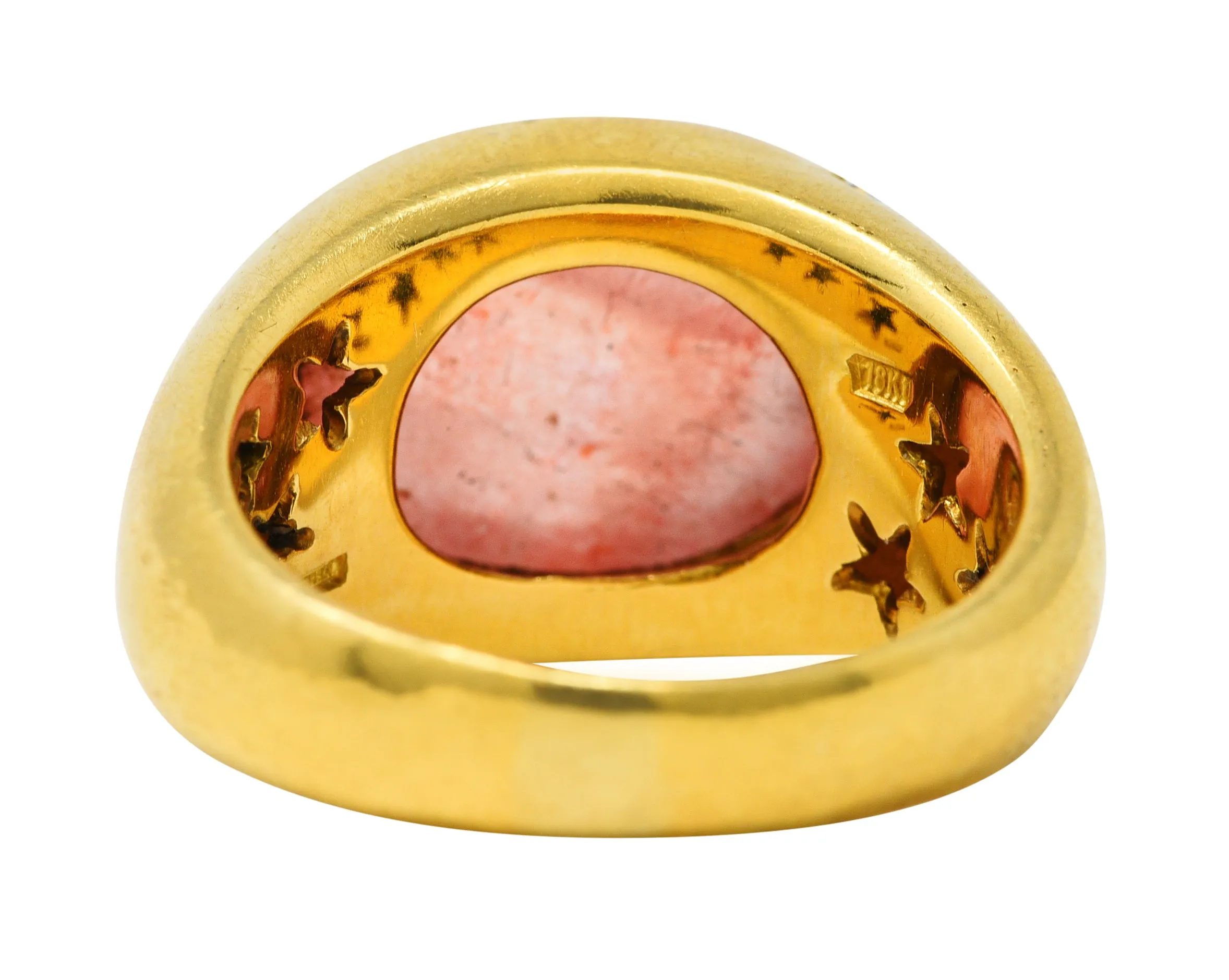 H. Stern Italian Rutilated Quartz Diamond 18 Karat Yellow Gold Vintage Gemstone Ring