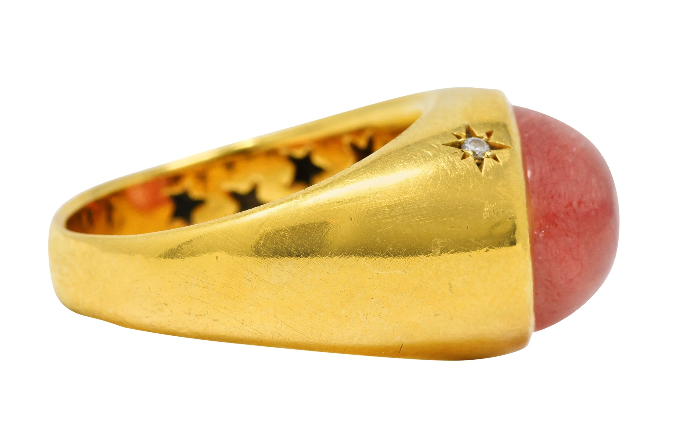 H. Stern Italian Rutilated Quartz Diamond 18 Karat Yellow Gold Vintage Gemstone Ring