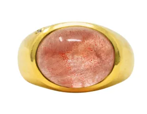 H. Stern Italian Rutilated Quartz Diamond 18 Karat Yellow Gold Vintage Gemstone Ring