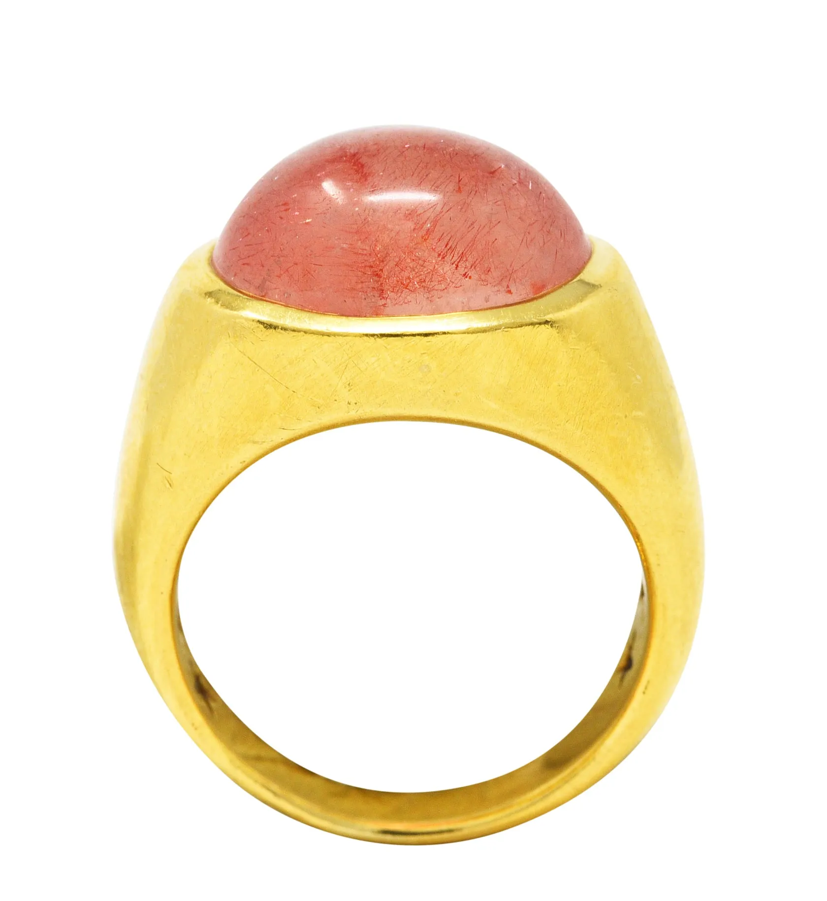 H. Stern Italian Rutilated Quartz Diamond 18 Karat Yellow Gold Vintage Gemstone Ring